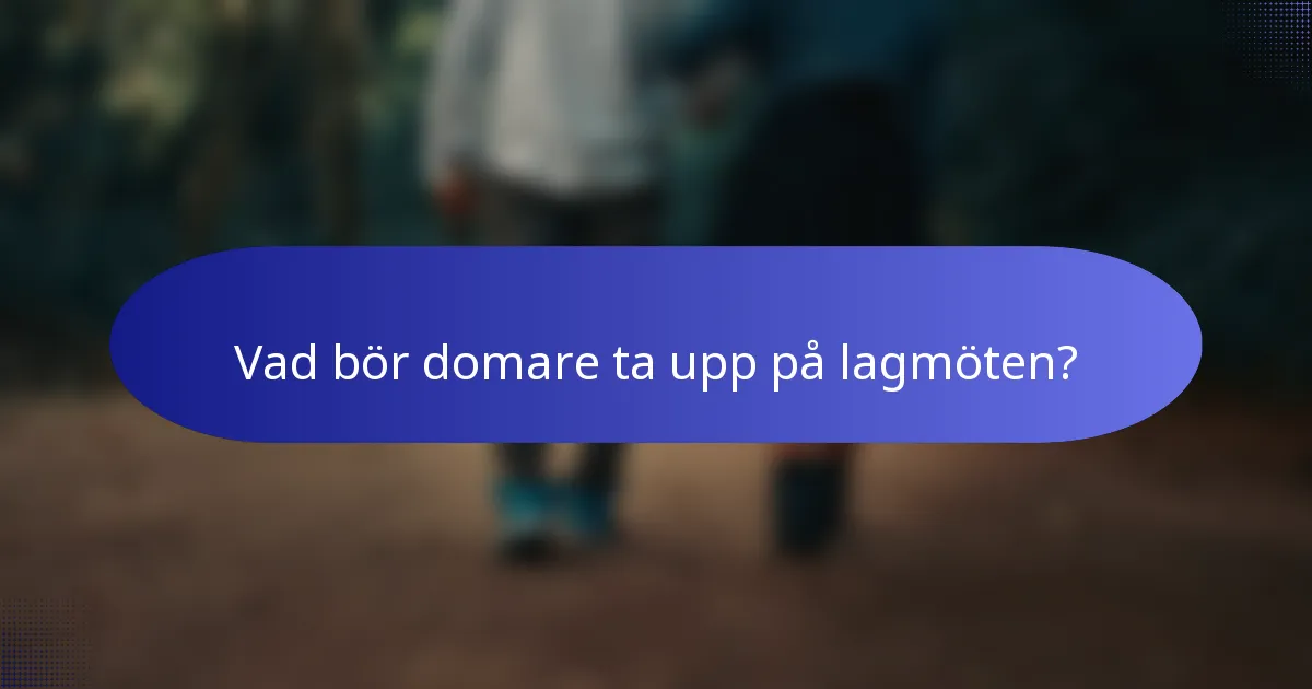 Vad bör domare ta upp på lagmöten?